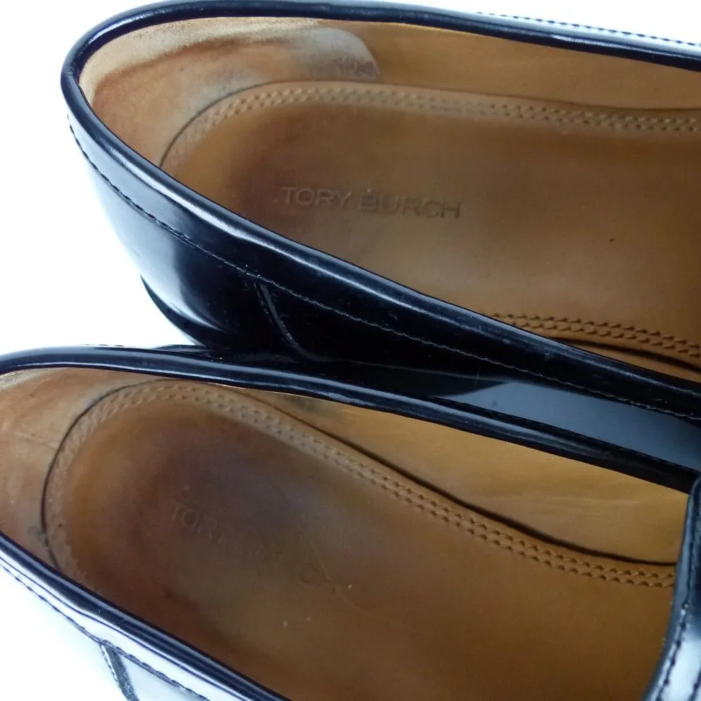Tory Burch Everly Loafers Black Leather Mini Chunky Lug Sole Women 9.5 M Preppy